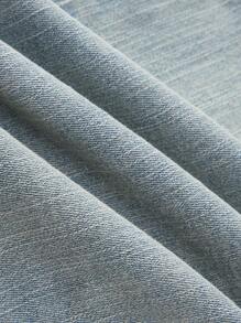 SHEIN 2 piezas Conjunto informal para adolescentes de camiseta de manga larga de cuello redondo + pantalones vaqueros con pierna acampanada - Azul - Ver 9