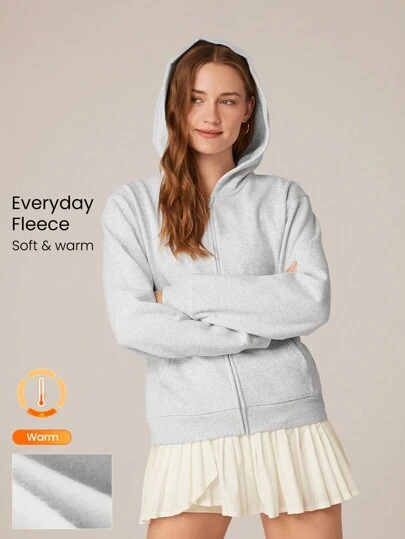 GLOWMODE 日常羊毛基本款拉链长袖连帽衫