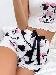 Cute Cow Print Y2K Style Women Pajama Bottom - Multicolor - View 7