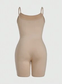 SHEIN EZwear Plus Size Women's Solid Color Casual Cami Romper - Multicolor - View 3