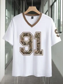 INAWLY 91 图案印花短袖休闲女式 T 恤图案 T 恤女式上衣 - 白色 - 查看 3