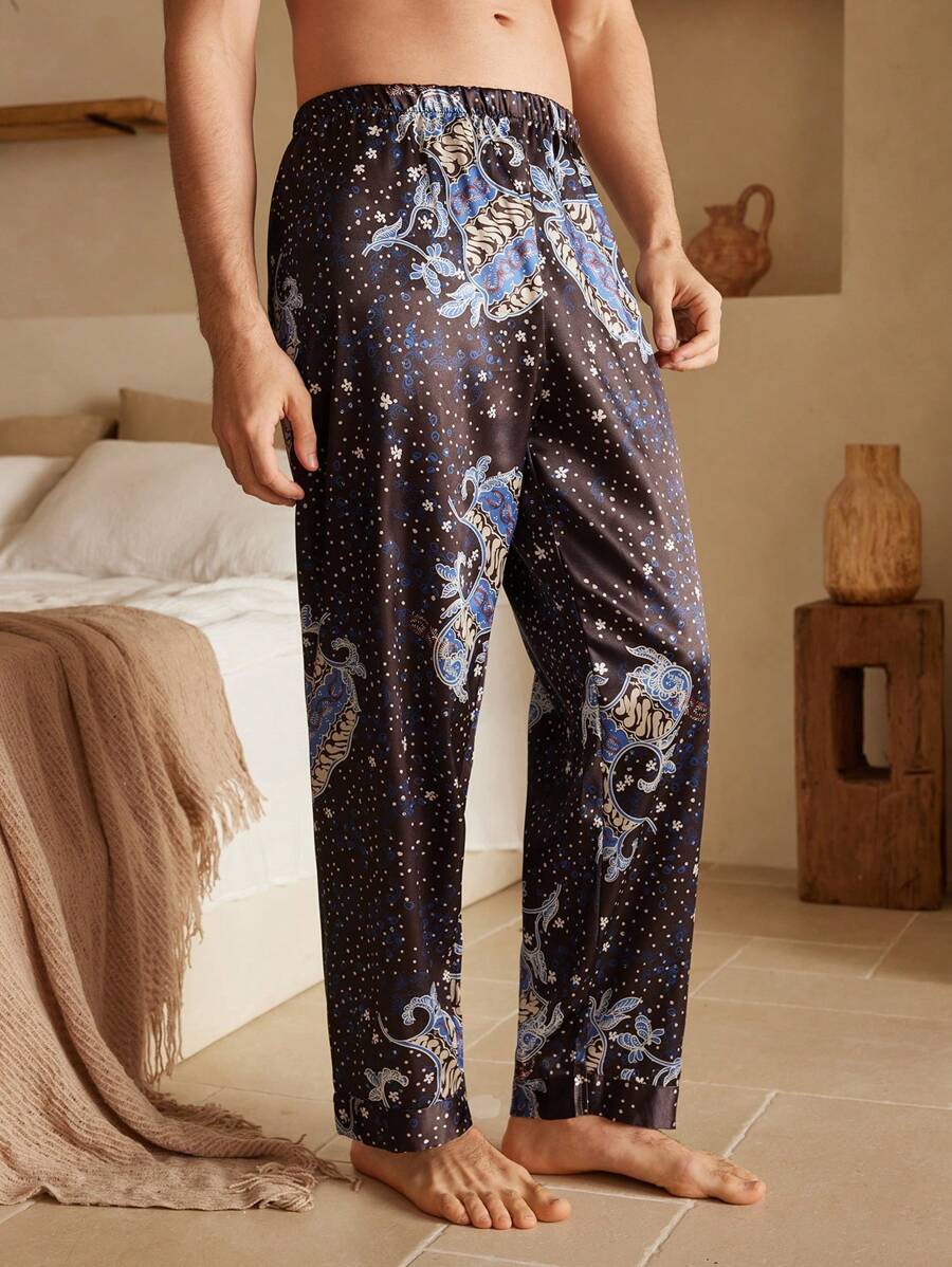 Manfinity ChillVibe Men's Elastic Waist Allover Print Casual Lounge Pants - Multicolor - View 1
