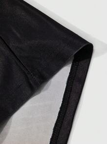 ROMWE MEN Prep Camisa estilo camisa de futebol polo colorblock masculina, adequada para uso diário na primavera/verão - Preto - Ver 5