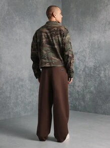 SUMWON 男女通用军装哈灵顿夹克经典林地外套轻质棉混纺休闲秋春拉链飞行员夹克街头时尚夹克 - 軍綠色 - 查看 6