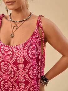 Travachic 大码女式波西米亚风花卉印花细肩带宽松度假休闲连衣裙，适合夏季