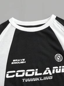 Coolane Kids Tween Mädchen Preppy Streetwear Sportswear Block-Core Fußball Oversized T-Shirt für Schulanfang, Mutter und Tochter, Silvester - Schwarz und Weiss - Übersicht 5