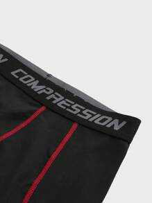 Manfinity Sport Corelite Men's Letter Webbing Design Seamless Compression Tights - Black - View 5