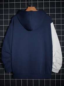 Manfinity Sudadera con capucha informal con cordón y estampado de letras de manga larga para hombre, otoño/invierno
