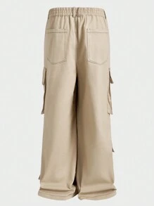 Manfinity VCAY Plus Size Men's Street Style Woven Loose Pocket Contrast Stitching Cargo Pants