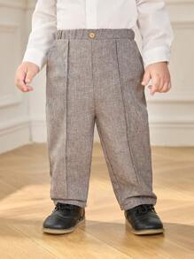 SHEIN Baby Boy Casual Comfortable Versatile Solid Color Elastic Waist Pants
