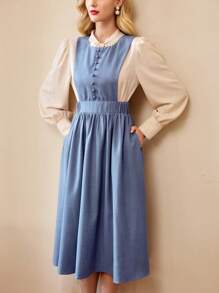 Vintamour Vintage Classic Women's Fitted Sleeveless Flared Dress, Blue Valentine's Day Valentines Birthday Dresses For Women Dresses For Women Elegant Business Casual Woman Church Clothes Women Cruise Attire Sundress Teacher Clothes Modest Dresses For Women Tea Party Outfit Easter Dress Women - Blue - View 6