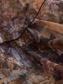 SHEIN MOD 大码复古全身花卉印花华丽二合一连衣裙，配有可拆卸多条裙子 - 宫廷风格、生日礼服、巡游礼服、堆叠礼服、万圣节礼服，适合夏季 - 橘色 - 查看 7