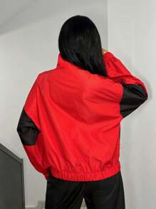 StreetHx Women's Contrast Color Motorcycle Jacket, Thin Casual Outwear - Multicolor - View 2