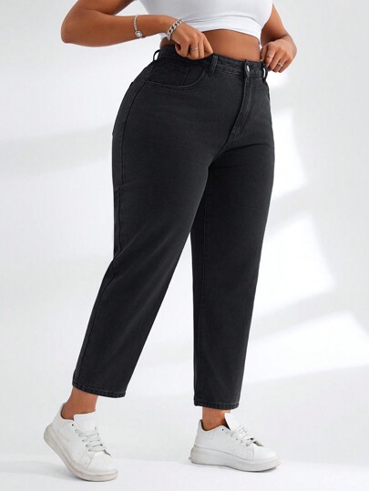 Plus High Waist Mom Fit Jeans