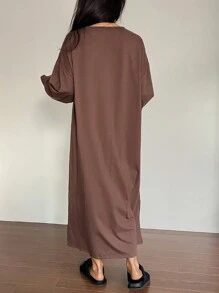 DAZY Vestido holgado de mujer cómodo y suave de unicolor para primavera