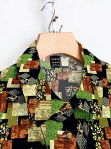 Breezaya 2pcs Women's Set: Geometrical Print Patchwork Jacket + Geometrical Print Cami Dress - Multicolor - View 5