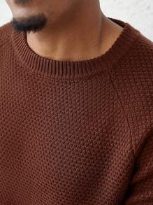 Manfinity CityGents Jersey de cuello redondo de unicolor de manga larga, minimalista, casual para uso diario para hombres