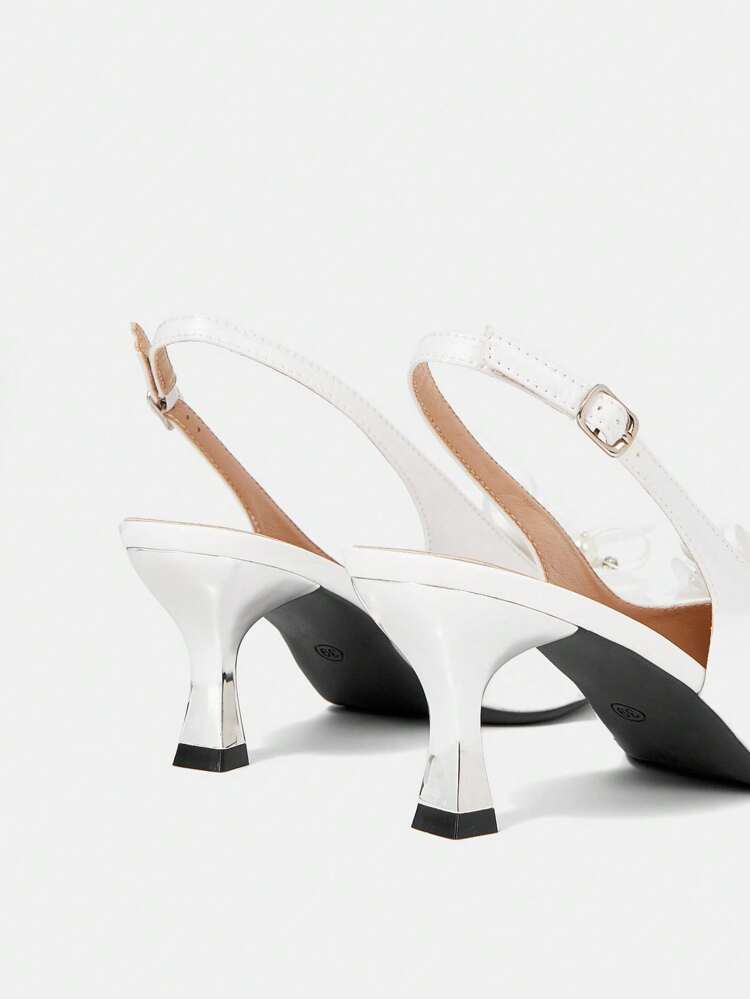 CUCCOO HITCHD Zapatos de tacón alto de punta fina para mujeres, con decoración de lazo de satén blanco, elegantes para uso diario, citas, bodas, oficina, fiestas formales