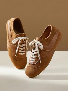 CUCCOO EASI 棕色绒面革平底女式休闲运动鞋女式运动鞋春季运动鞋复活节运动鞋