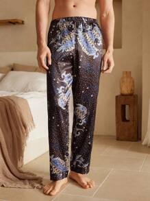 Manfinity ChillVibe Men's Elastic Waist Allover Print Casual Lounge Pants - Multicolor - View 3