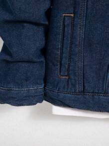 Manfinity Homme Veste en jean avec fermeture boutonnée doublée de peau lainée pour hommes coupe ample (sans t-shirt) - Jean brut - Voir 4