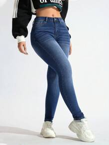 EMERY ROSE Women's Pocket Jeggings, Casual Versatile Skinny Jeans - Medium Wash - View 4