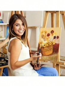SHEIN Set da 10 pennelli per pittura ad acquerello in nylon nero, set per imparare a dipingere ad olio e acrilico, forniture per l'arte, regalo per l'anno nuovo, regalo per studenti e ufficio. Pennelli per artisti per corpo, viso, roccia e tela, forniture per la pittura e l'artigianato artistico per studenti e adulti, vernice, pennelli, forniture per la pittura, articoli per le arti e i mestieri, ritorno a scuola, forniture scolastiche