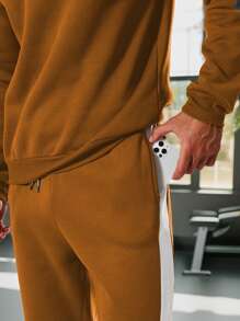 Manfinity Running Men's Color Block Patchwork Sweatshirt & Sweatpants Sports Suit