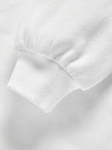 SHEIN EZwear 休闲简约“享受”图案印花连帽套头衫，宽松女式运动衫，适合秋冬季 - 白色 - 查看 5