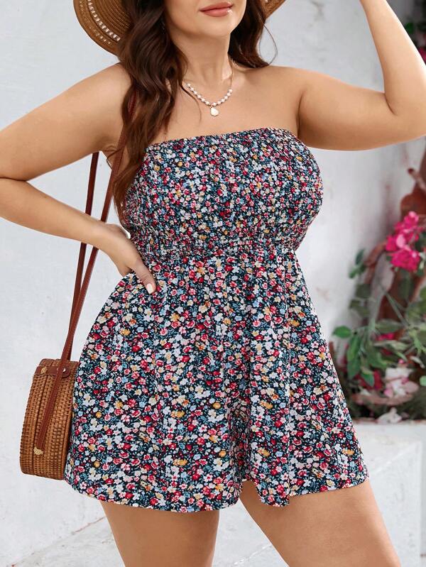 SHEIN VCAY Mono talla grande de estilo bohemio minimalista para el Día de San Valentín, ideal para uso casual y diario en verano