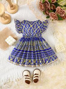 SHEIN Newborn Baby Girl Summer Dress - Blue - View 2