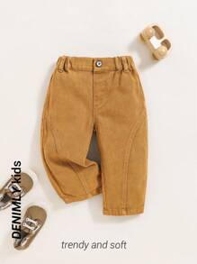 Infant & Toddler Boys' Casual Fashion Mixed Patchwork Elastic-Free Lightweight Jeans Pants, Spring/Autumn