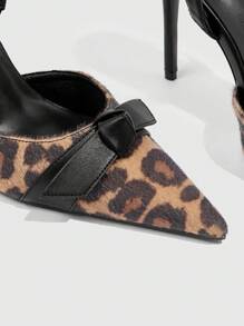CUCCOO SZL Pointy Toe Leopard Print Furry Slip-On High Heel Pumps For Women - Multicolor - View 12