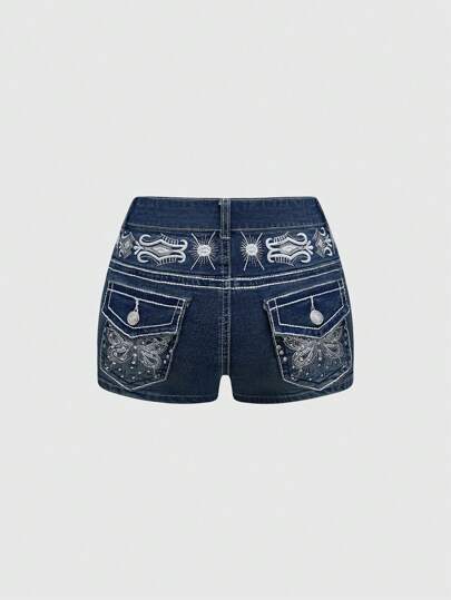 Grunge Punk Pantalones cortos de mujer de mezclilla casual, minimalistas y de moda para uso diario