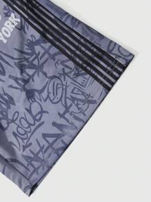 ROMWE MEN Street Life 男式布鲁克林格子松紧腰短裤