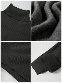 Franclia 新款修身高领针织时尚套头毛衣，女士秋冬款 - 黑色 - 查看 7