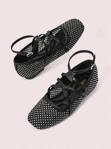 CUCCOO DOLLMOD Zapatos planos cómodos con puntera redonda y diseño floral patchwork para mujer - Negro - Ver 7