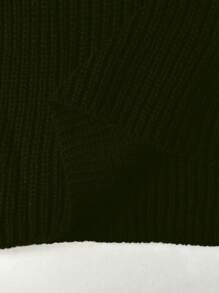 SHEIN LUNE Plus Size Women Solid Color Round Neck Batwing Long Sleeve Loose Casual Sweater Dress, Autumn/Winter - Army Green - View 8