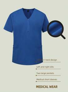 Manfinity Homme 男士纯色前拉链短袖休闲护理服