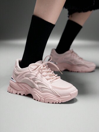 Vate 女士厚底时尚轻便粉色户外运动鞋夏季度假鞋夏季运动鞋休闲鞋返校鞋大学生鞋春季鞋复活节运动鞋