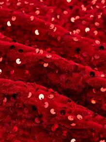 SHEIN ICON Sparkly Club/Party/Back To School Season Shorts - Red - View 4