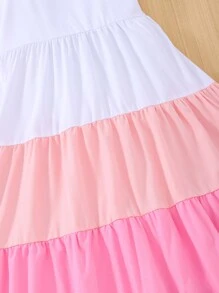 SHEIN 1 pièce Robe décontractée pour filles en patchwork, assortiment de quatre couleurs, design bicolore, tissu extensible, convient pour les activités quotidiennes, les rassemblements, les usages intérieurs et extérieurs