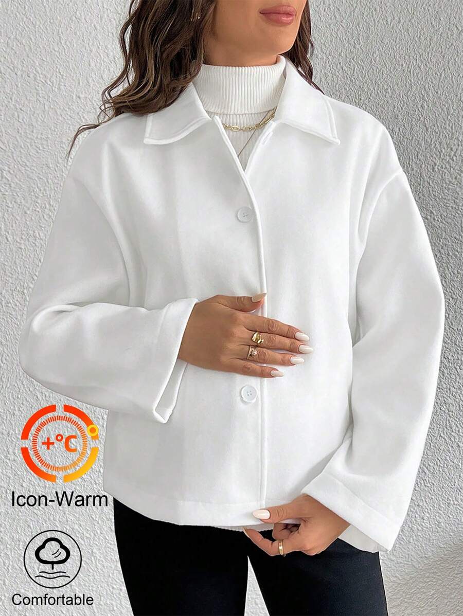 SHEIN Cárdigan corto de corte holgado para mujeres embarazadas - Albaricoque - Ver 1