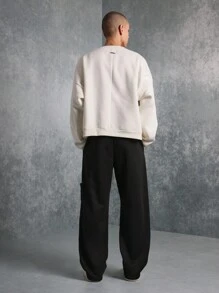 SUMWON Athletic Skater Fit Sweatpants With Side Stripes, Tapered Leg, Elastic Cuffs, Premium Fleece Jogger Pants For Sports, Streetwear, Loungewear, Autumn Winter Comfort - Black - View 5