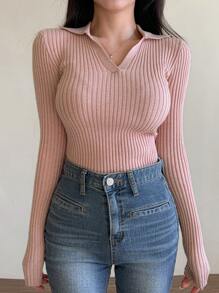 DAZY Business Casual Women's Solid Color Turtleneck Long Sleeve Sweater For Autumn/Winter,Fall Women Clothes - Pink - View 2