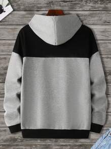 Manfinity Homme Men's Letter Print Long Sleeve Drawstring Hooded Sweatshirt For Autumn/Winter - Multicolor - View 2