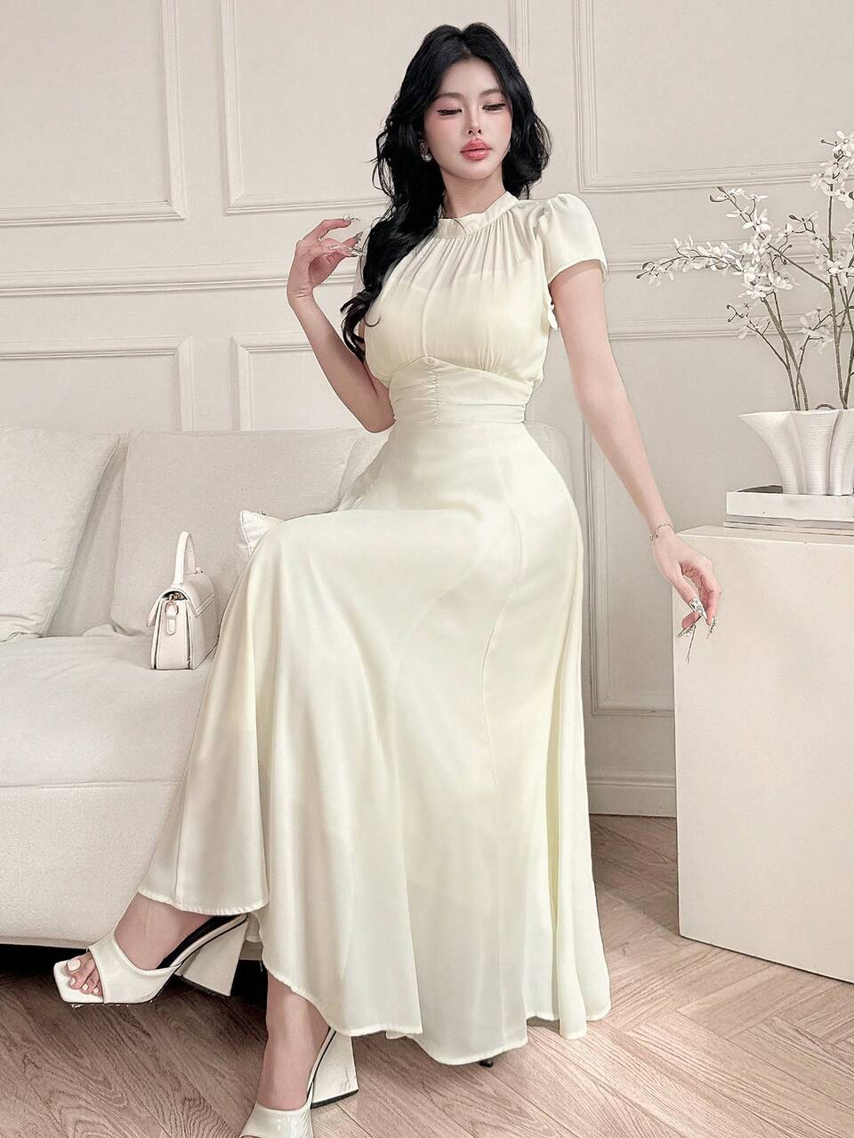 Women's Elegant Mid-Length Formal Vintage Dress, For Spring & Summer & Wedding