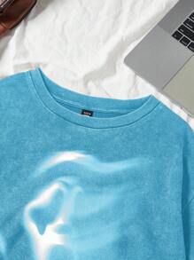 Muchica Women's Crew Neck Short Sleeve Printed Casual Tops, Everyday Wear - Blue - View 4