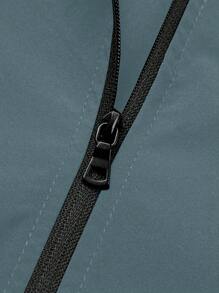 Manfinity Running 男士字母印花抽绳连帽运动夹克健身上衣秋季透气