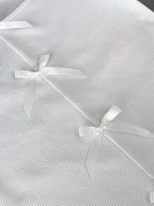 Chiquease 女士时尚短袖蝴蝶结设计方领 T 恤 - 白色 - 查看 6